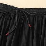Buddha Stones Summer Solid Color Elastic Waist Drawstring Women's Skirt