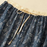 Buddha Stones Floral A-line Elastic Waist Cotton Linen Women's Skirt With Pockets
