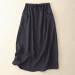 Buddha Stones Drawstring A-line Elastic Waist Cotton Women's Skirt