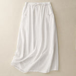 Buddha Stones Drawstring A-line Elastic Waist Cotton Women's Skirt