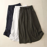 Buddha Stones Drawstring A-line Elastic Waist Cotton Women's Skirt