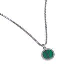 Buddha Stones Natural Stone Turquoise Tiger Eye  Lazurite Malachite Titanium Steel Purification Necklace Pendant