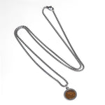 Buddha Stones Natural Stone Turquoise Tiger Eye  Lazurite Malachite Titanium Steel Purification Necklace Pendant