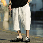 Buddha Stones Summer Plain Pleat Design Drawstring Men's 7-8 Length Pants With Pockets