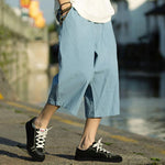 Buddha Stones Summer Plain Pleat Design Drawstring Men's 7-8 Length Pants With Pockets