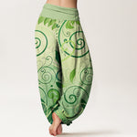 Buddha Stones Cotton Casual Vining Floral Pattern Women's Harem Pants