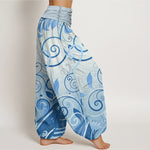 Buddha Stones Cotton Casual Vining Floral Pattern Women's Harem Pants