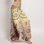 Buddha Stones Cotton Casual Vining Floral Pattern Women's Harem Pants