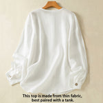 Buddha Stones Spring Plain Buttons Design V-Neck Long Sleeve Women's Shirt