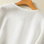 Buddha Stones Spring Plain Buttons Design V-Neck Long Sleeve Women's Shirt