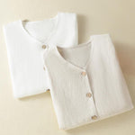 Buddha Stones Spring Plain Buttons Design V-Neck Long Sleeve Women's Shirt