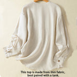 Buddha Stones Spring Plain Buttons Design V-Neck Long Sleeve Women's Shirt