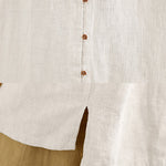 Buddha Stones Solid Color Front Buttons Design Long Sleeve Women's Cotton Linen Shirt