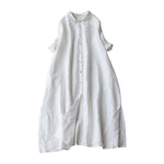 Buddha Stones Buttons Design Lapel Three Quarter Sleeve Midi Dress With Pockets