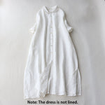 Buddha Stones Buttons Design Lapel Three Quarter Sleeve Midi Dress With Pockets