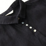 Buddha Stones Buttons Design Lapel Three Quarter Sleeve Midi Dress With Pockets