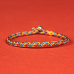 Buddha Stones 925 Sterling Silver Eight Thread Peace Knot Colorful Rope Luck Braided Bracelet