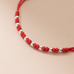 Buddha Stones 925 Sterling Silver Beads Red String Adjustable Luck Bracelet