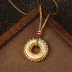 Buddha Stones Copper Coin Pattern Peace Buckle Copper Auspicious Necklace Pendant