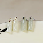 Buddha Stones Bamboo Hetian Jade 925 Sterling Silver Leaf Wealth Earrings