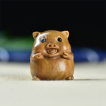 Buddha Stones Green Sandalwood Small Leaf Red Sandalwood Cute Pig Animals Positive Decoration