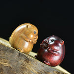 Buddha Stones Green Sandalwood Small Leaf Red Sandalwood Cute Pig Animals Positive Decoration