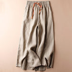 Buddha Stones Casual Slit Hem Women's 7-8 Length Wide Leg Pants With Pockets