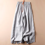 Buddha Stones Casual Slit Hem Women's 7-8 Length Wide Leg Pants With Pockets