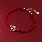Buddha Stones 925 Sterling Silver Hollow Copper Coin Luck String Bracelet