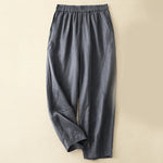 Buddha Stones Casual Plain Cropped Pants Women's Linen Harem Pants With Pockets