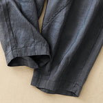 Buddha Stones Casual Plain Cropped Pants Women's Linen Harem Pants With Pockets