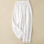 Buddha Stones Casual Plain Cropped Pants Women's Linen Harem Pants With Pockets
