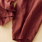 Buddha Stones Casual Plain Cropped Pants Women's Linen Harem Pants With Pockets