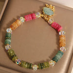 Buddha Stones Colorful Abacus Beads Auspicious Cloud Tourmaline Positive Bracelet