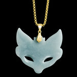Buddha Stones Fox Mask Jade Titanium Steel Necklace Luck Pendant