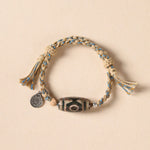 Buddha Stones Handmade Tibetan Dzi Bead Wealth Protection Braided String Bracelet