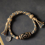 Buddha Stones "May Blessings Protect Your Journey" Dzi Bead Bracelet Includes Gift Message Card