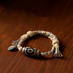 Buddha Stones "May Blessings Protect Your Journey" Dzi Bead Bracelet Includes Gift Message Card