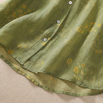 Buddha Stones Small Yellow Flower Leaves Buttons Short Sleeve Women's Shirt
