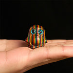 Buddha Stones 2Pcs Mini Rainbow Eucalyptus Penguin Carved Creativity Decoration