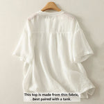 Buddha Stones Casual Embroidery Red Heart Short Sleeve Women's Cotton Linen T-Shirt