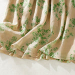 Buddha Stones Printing Buttons Drawstring High Waist Short Sleeve Midi Dress With Pockets