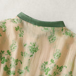 Buddha Stones Printing Buttons Drawstring High Waist Short Sleeve Midi Dress With Pockets