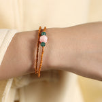 Buddha Stones Ultra-fine Olive Pit Lotus Inner Strength Double Circle Bracelet
