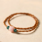 Buddha Stones Ultra-fine Olive Pit Lotus Inner Strength Double Circle Bracelet