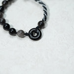 Buddha Stones Natural Black Obsidian Peace Buckle Purification Black Rope Bracelet