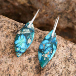 Buddha Stones Natural Emperor Stone Water Drop Leaf Shape Happiness Earrings