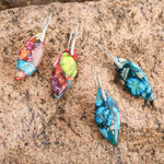 Buddha Stones Natural Emperor Stone Water Drop Leaf Shape Happiness Earrings