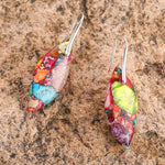 Buddha Stones Natural Emperor Stone Water Drop Leaf Shape Happiness Earrings
