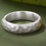 Buddha Stones Hammer Pattern Om Mani Padme Hum Copper Plated Silver Wealth Ring